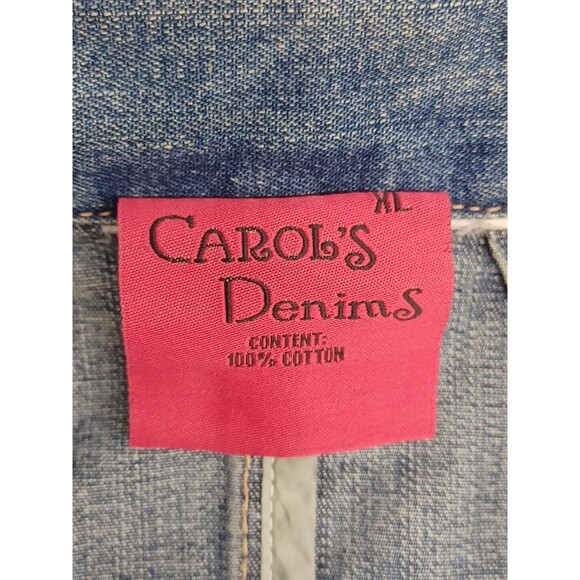 Vtg Carols Denims Button Vest Stars Trish TS Patriotic Denim XL Destroyed - Picture 11 of 12